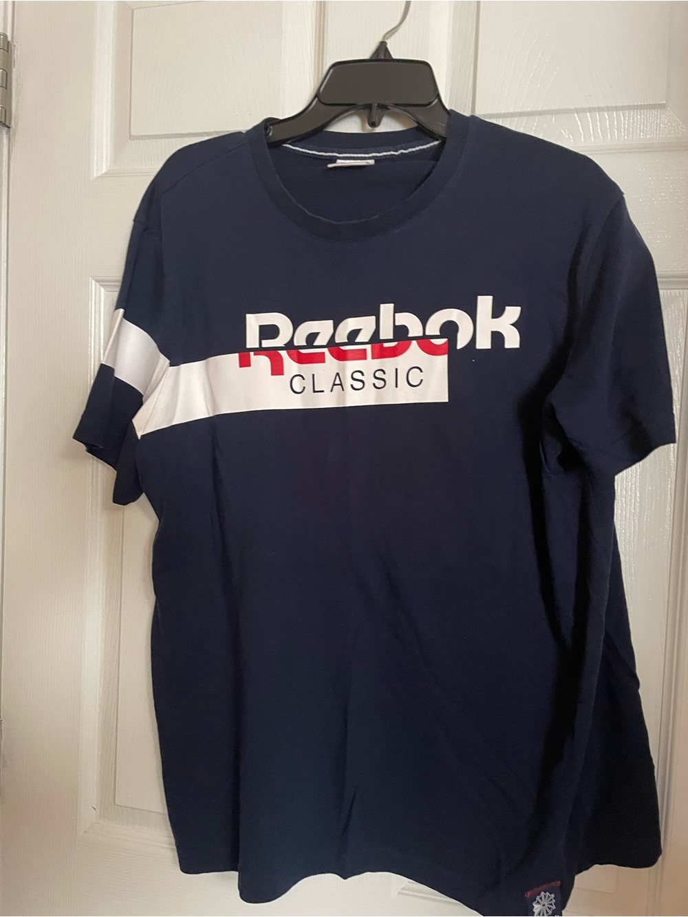 Reebok Classic Navy Short Sleeve Tee with White and Red Logo